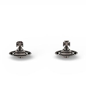 Vivienne Westwood Orb Earrings Clear & Black Crystal Silver Tone